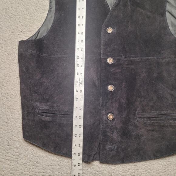 Vintage City Streets Vest Mens Large Black Suede Leather Western Rodeo Frontier - Picture 6 of 6